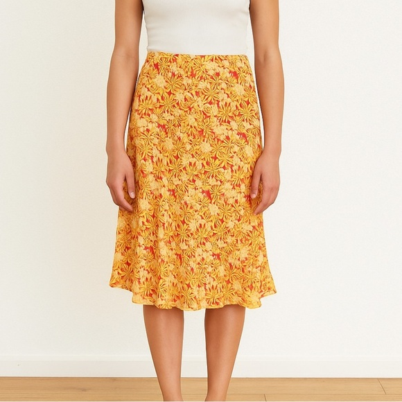 GAP Dresses & Skirts - GAP Vintage Y2K 2001 Floral Yellow Red Orange Flowy Skirt